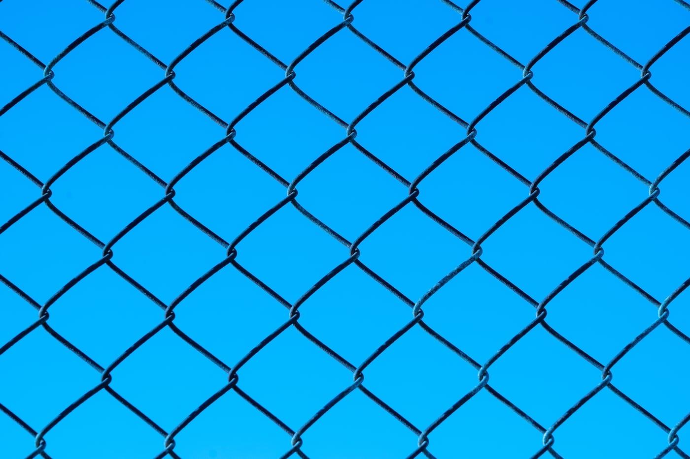 Galvanized chain link fence close-up