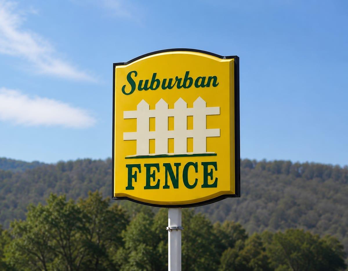Suburban Fence storefront sign on Montour Blvd in Bloomsburg